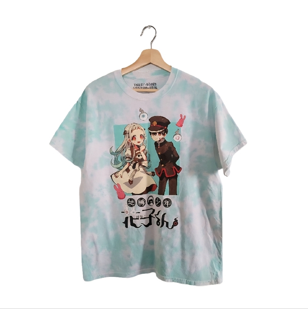 ANIME Graphic Short Sleeve Tee - Blue & White - Unisex Size L